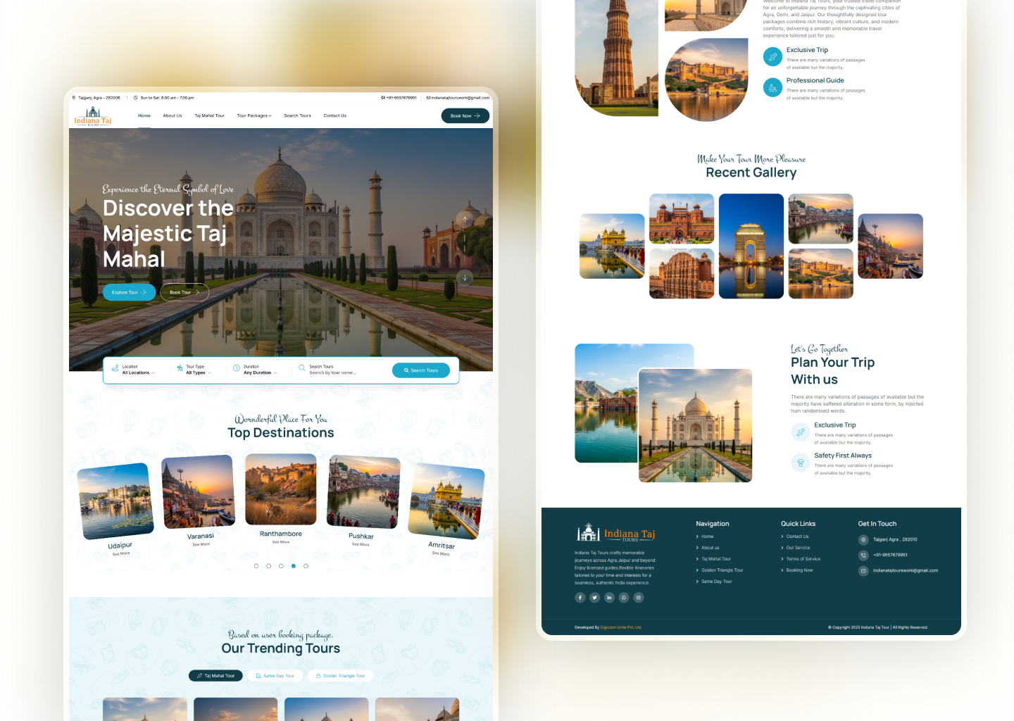 Indiana Taj Tours - Tour and Travel Website